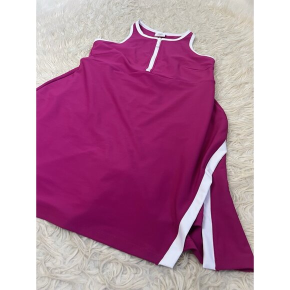 SAGE COLLECTIVE Hot Pink 1/4 Zip Tennis Athletic Tank Mini Dress Size XL Sporty - Picture 9 of 11